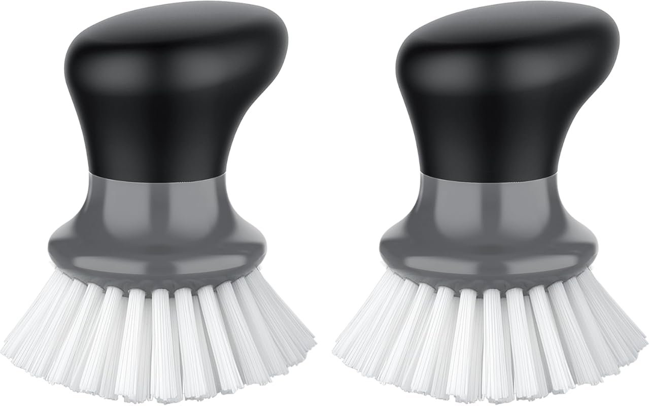 Top Rated Palm Dish Scrub Brush Set with Ergonomic Grip for Kitchen Cl