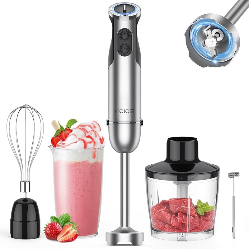 KOIOS 5-in-1 Hand Blender with Full Stainless Steel Shaft and 12-Speed