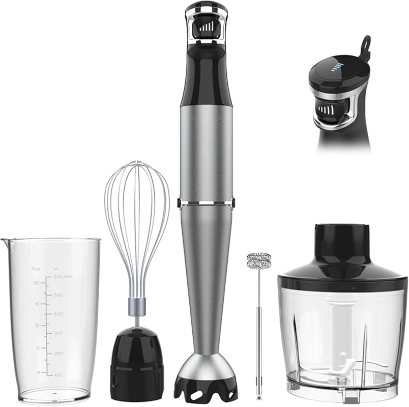 1100W Immersion Blender Set with Variable Speed, Chopper, Whisk, and F
