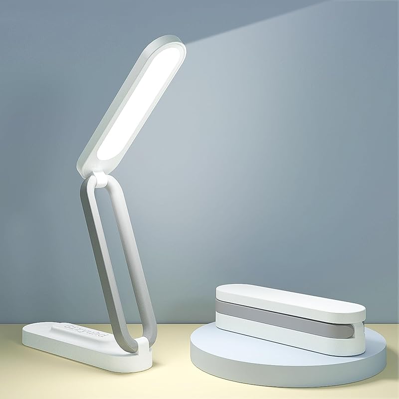 LED Desk Lamp with Battery Operation, Foldable Design, and Dimmable Br