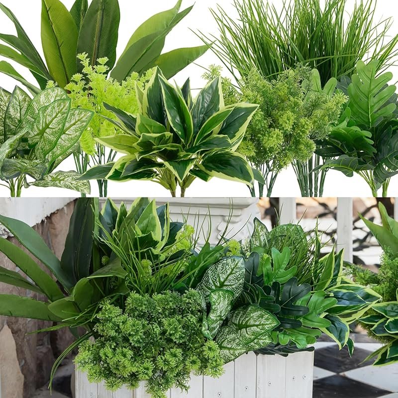 18 Pcs Outdoor Artificial Boxwood Plants for Garden, Porch, and Window