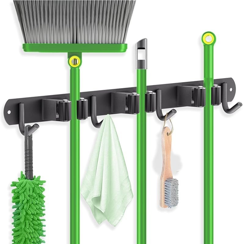 ZONGOOL broom and mop holder, stainless steel wall-mounted organizer r