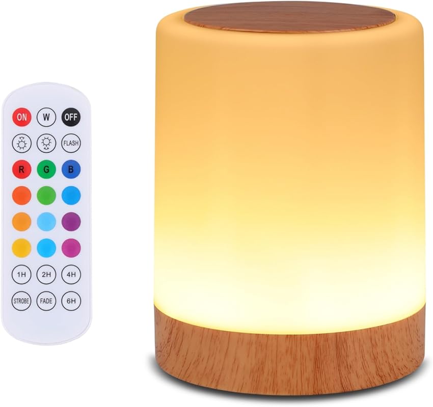 OORUN Touch Bedside Table Lamp with 13 RGB Colors and Remote Control f