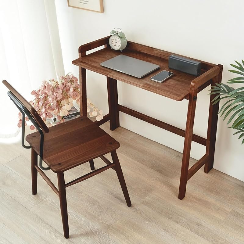 Foldable Solid Wood Desk for Home Office, Mid Century Modern Design, P