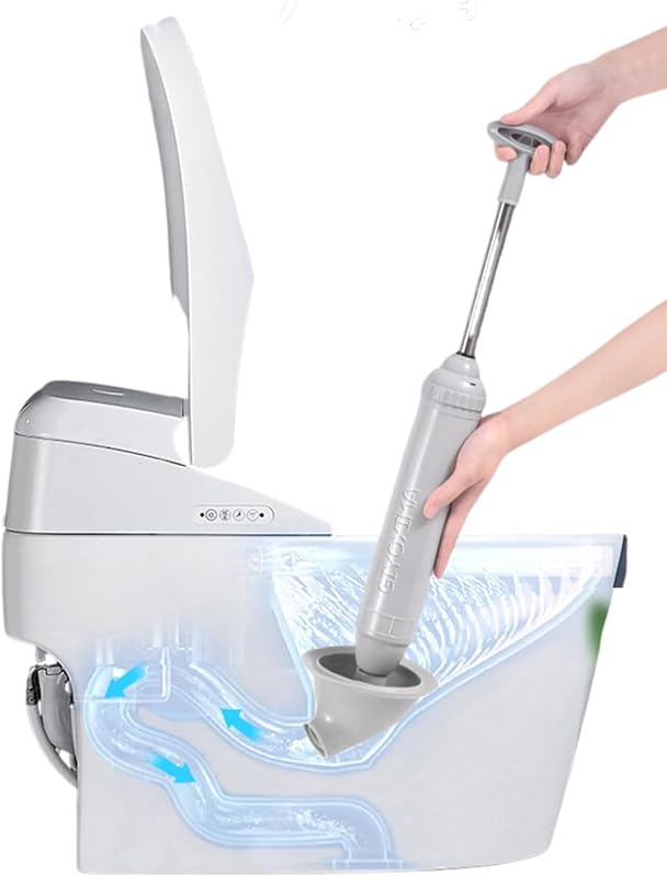 Powerful High Pressure Thrust Toilet Plunger Designed to Quickly Unblo