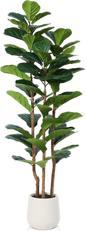 5FT Artificial Fiddle Leaf Fig Tree with White Planter for Indoor Home