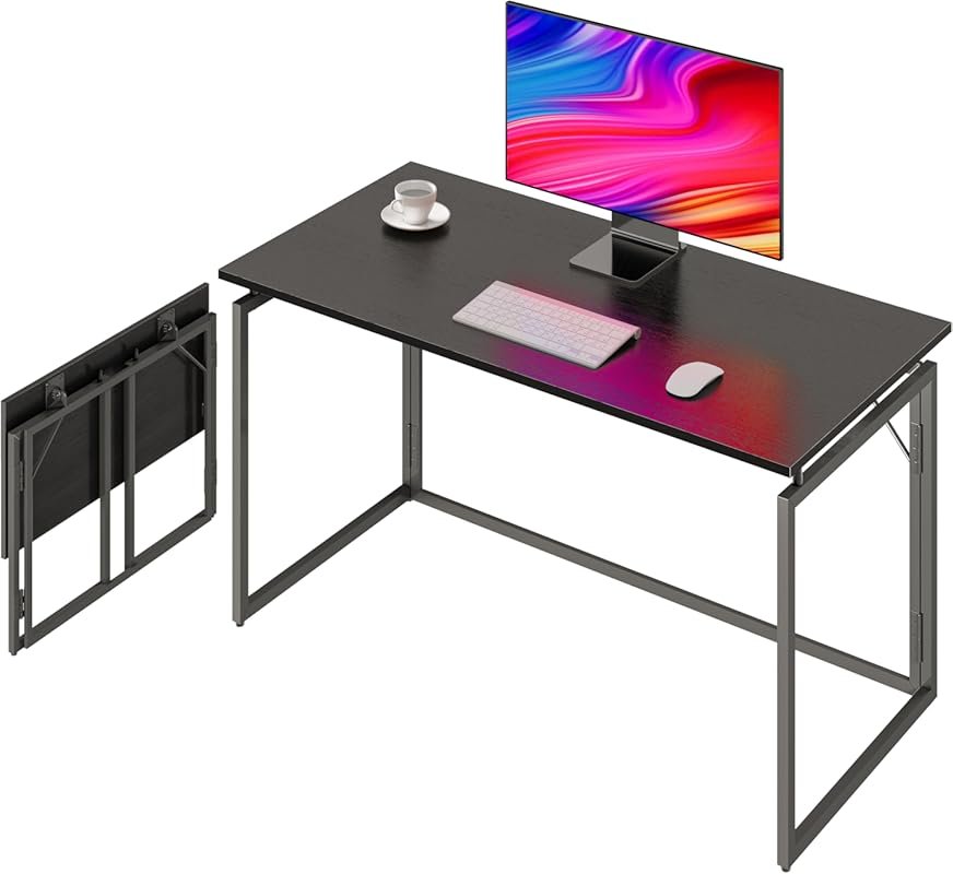 31.5 Inch Wood Top Folding Desk for Small Spaces, No Assembly Required