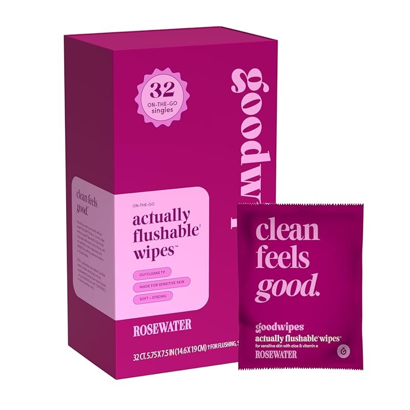 goodwipes Flushable Feminine Wipes, Individually Wrapped Rosewater Wip