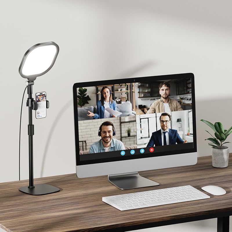 Adjustable Desk Lighting for Video Calls with 30 Light Modes and Webca