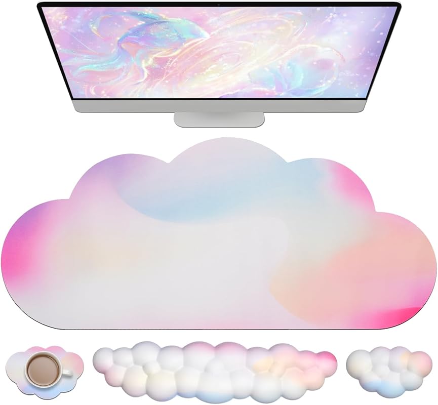 JIKIOU Large Cloud Waterproof Mouse Pad Set