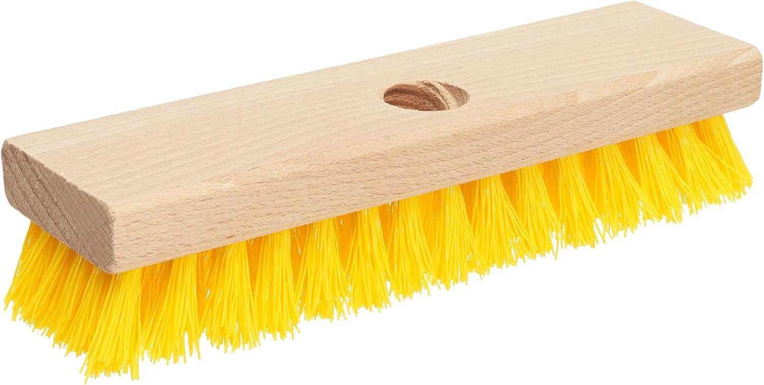 Heavy-Duty Deck Scrub Brush Head with Stiff Nylon Bristles for Concret