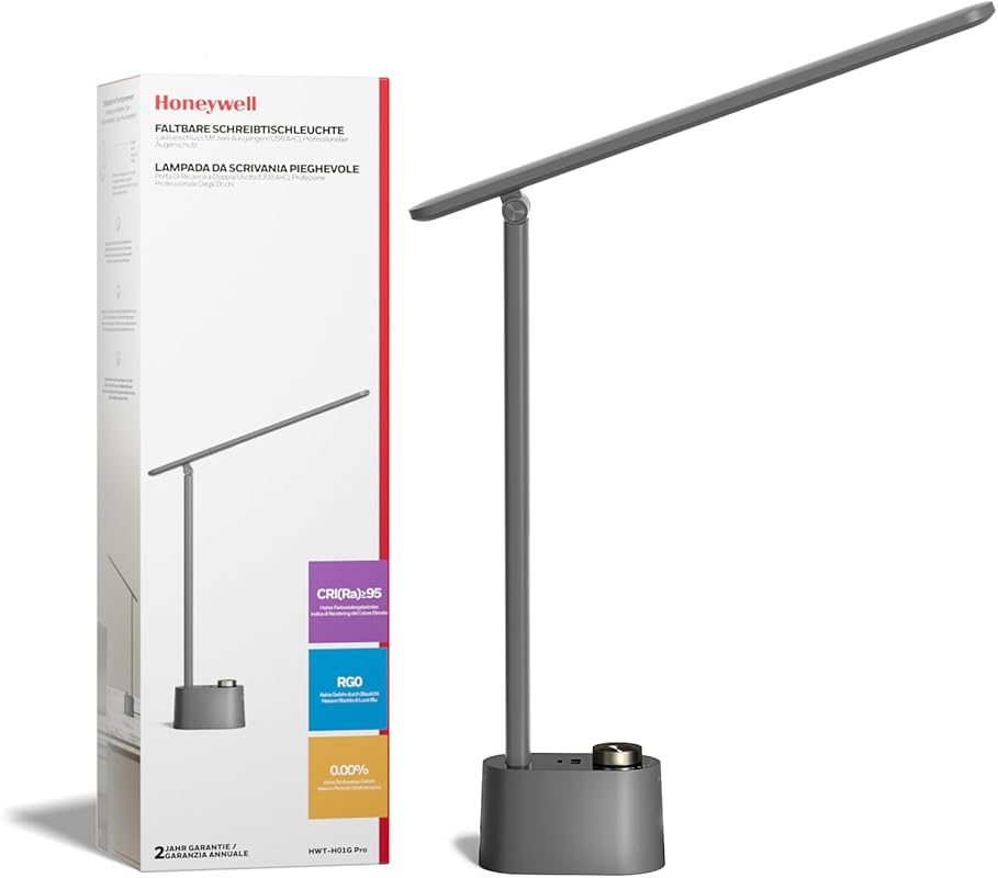 Honeywell H01 Pro Sunturalux Foldable Desk Lamp with USB Charging and 