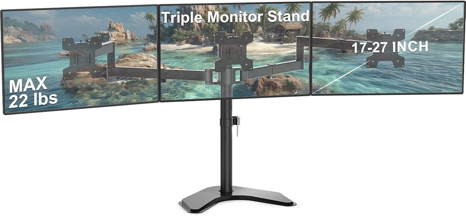 Free Standing Triple Monitor Stand for 13