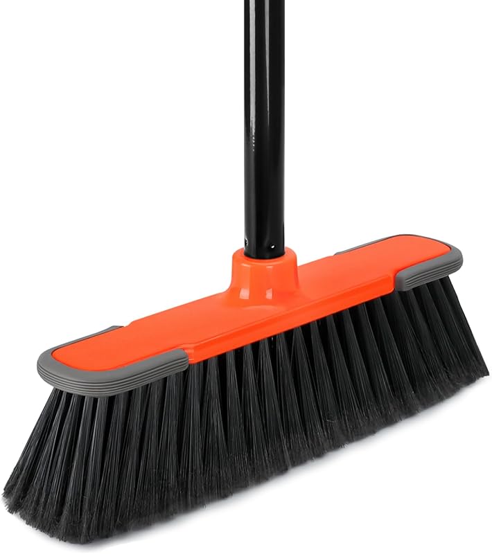 Indoor broom with 54-inch long handle and soft bristles for sweeping k