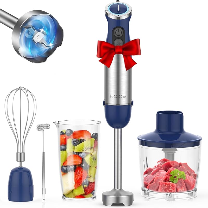 Blue KOIOS Handheld Immersion Blender with 5 Attachments and 1000W Cop