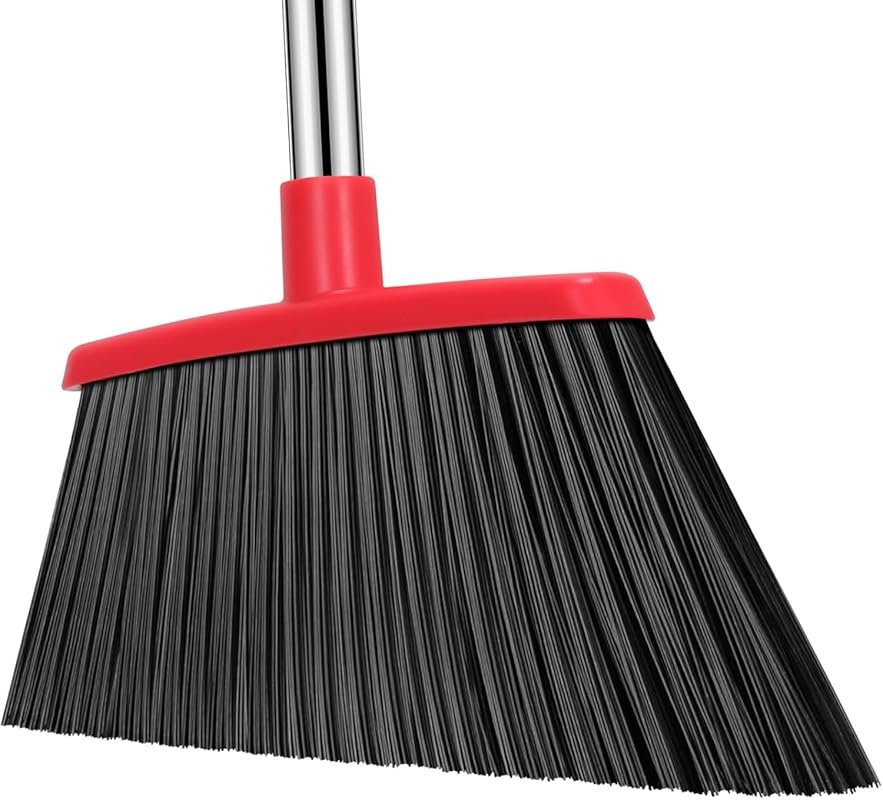 Heavy Duty Angle Broom with 55 Inch Handle, Commercial Broom for Kitch