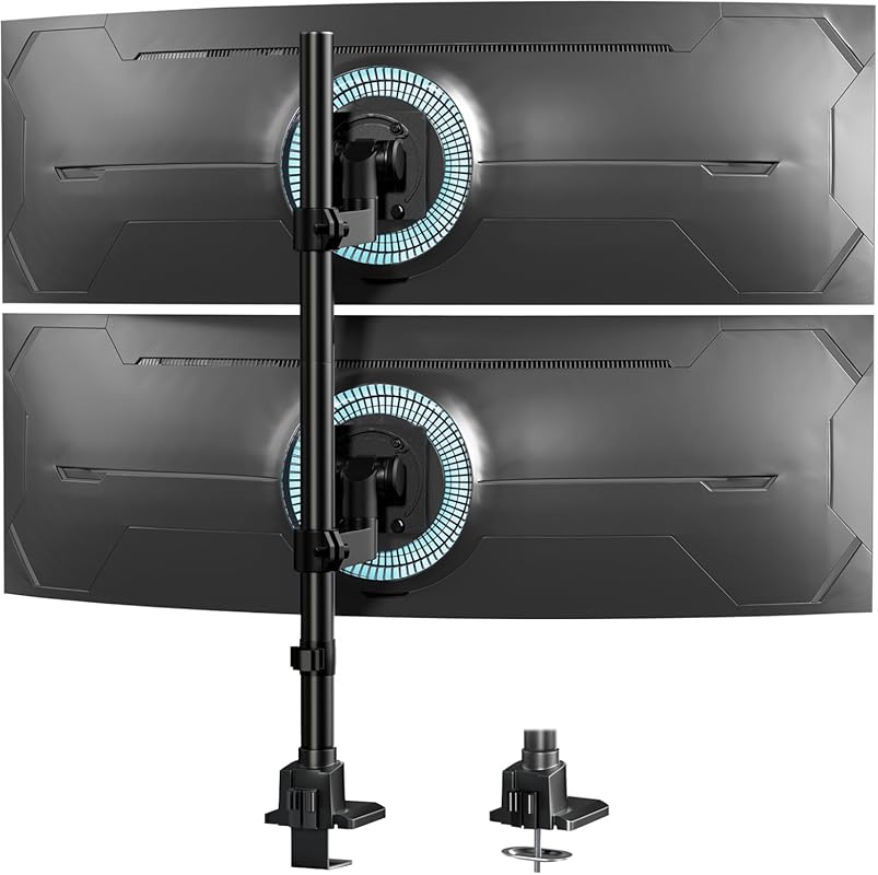 Dual vertical monitor mount for 24 to 57 inch ultrawide screens, 59 lb