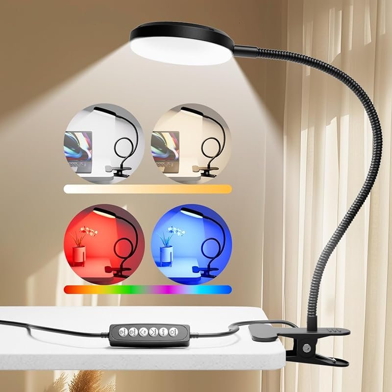 2-in-1 Desk Lamp with RGB Ambient and Warm White Light, Flexible Goose