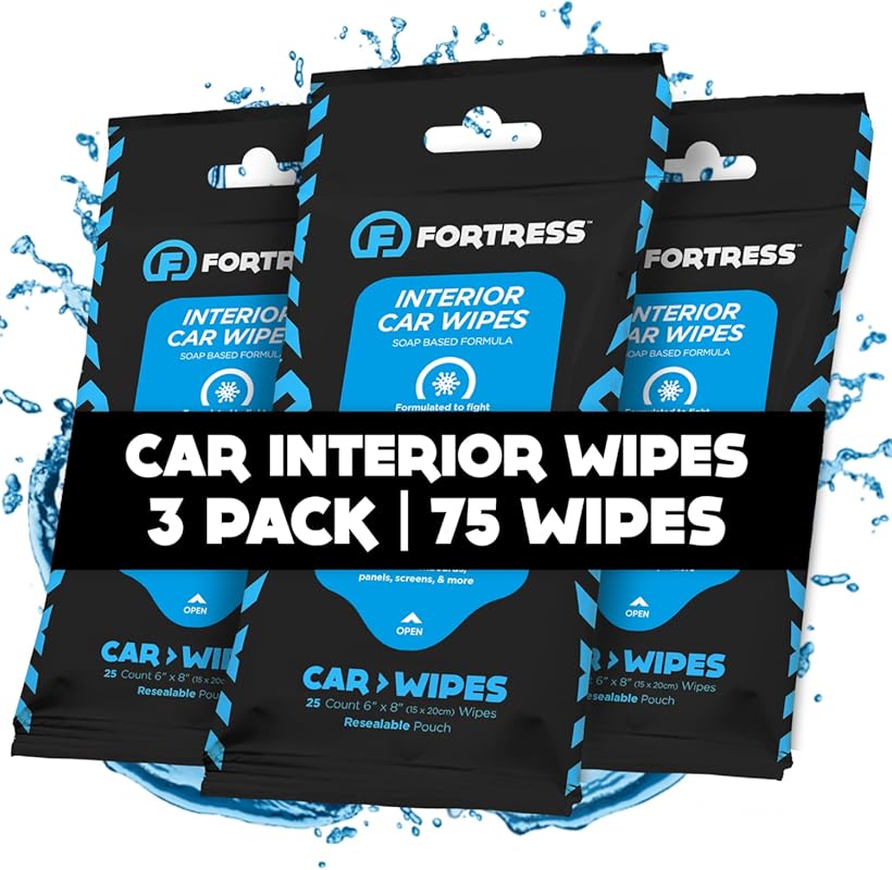 Fortress Car Interior Cleaning Wipes for Dashboard, Seats, Steering Wh