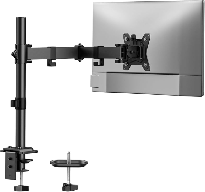 HUANUO single monitor arm for 13–32 inch, adjustable mount with clamp 
