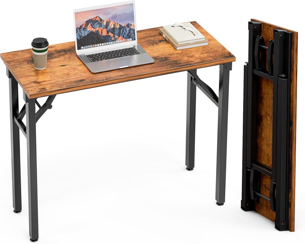 TEMI Small Folding Computer Desk - 35.8 Inch Portable Table for Small 