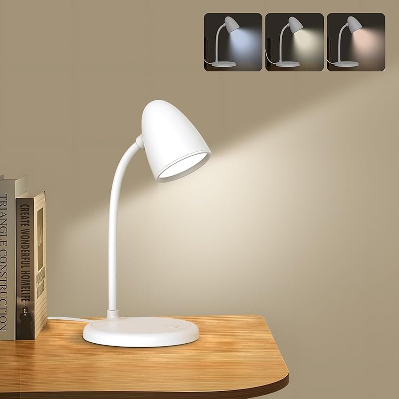Dimmable LED Desk Lamp with Three Light Colors for Home Office and Dorm