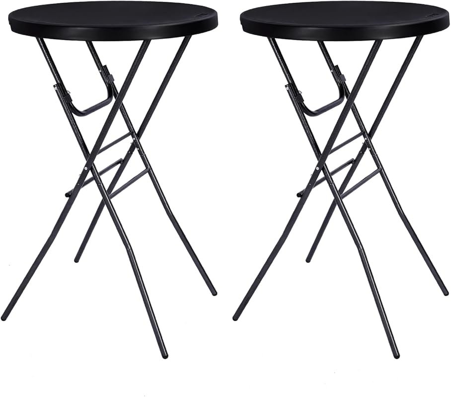 28in Folding Round High Top Table with Removable Legs for Parties and 