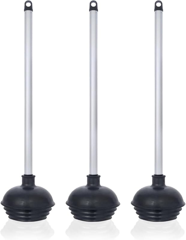 NEIKO Heavy Duty Toilet Plunger Three Pack with Patented All Angle Des