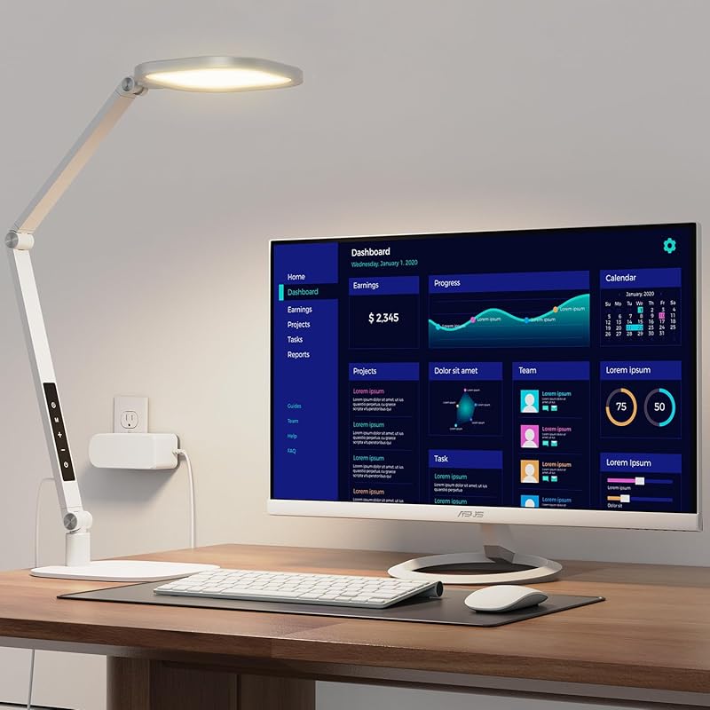 Dimmable LED Desk Lamp for Video Calls with Adjustable Color Temperatu