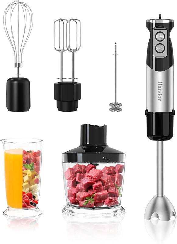 1000W 6-in-1 Immersion Blender with 12 Speeds and Stainless Steel Blad