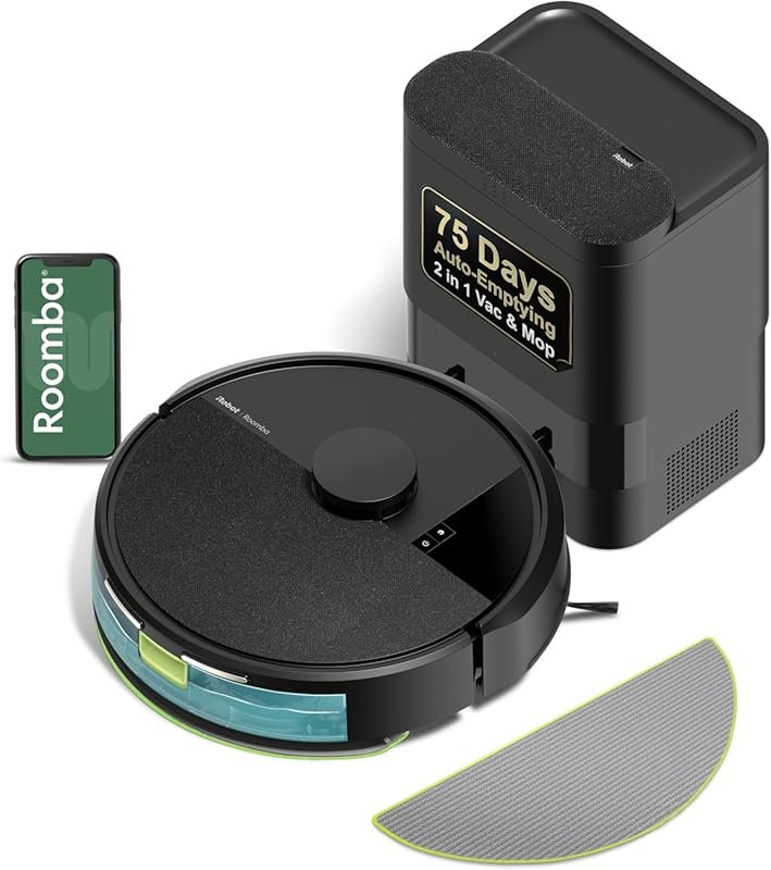 iRobot Roomba 104 2-in-1 Vacuum and Mop with Self-Emptying Base for Ha