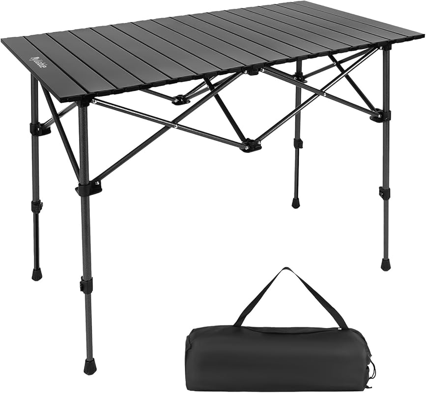 Portable Aluminum Camping Table - Lightweight Adjustable Height Table