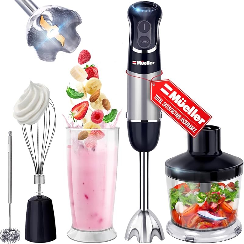 The Mueller Multistick is an 800W 5-in-1 immersion blender with a whis