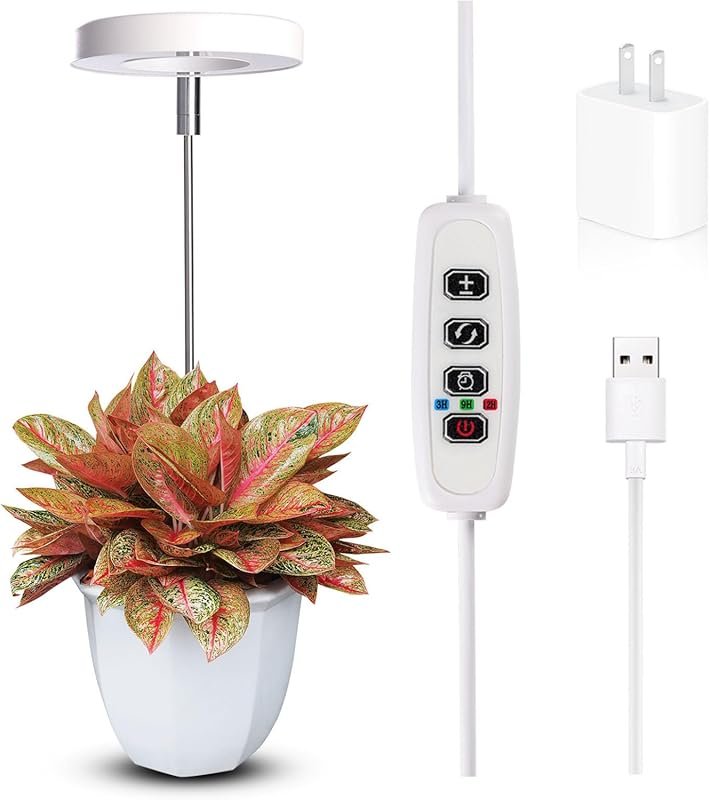 Compact Full Spectrum Grow Light for Small Indoor Plants with Timer an