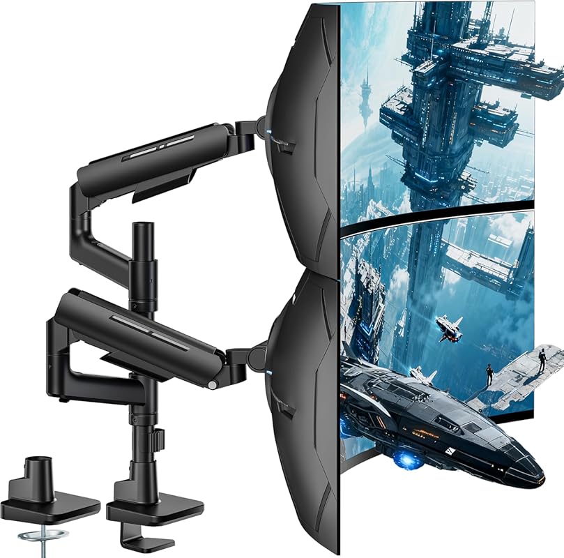 ARES WING dual monitor mount for 17-49 inch ultrawide curved screens, 
