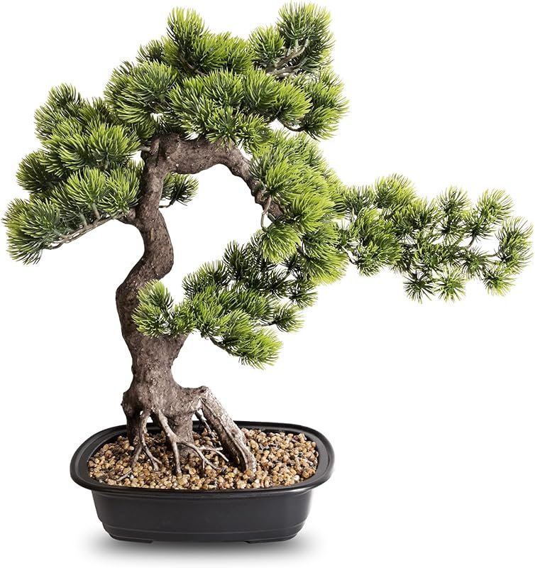Large Faux Juniper Bonsai Plant, 20 Inch, for Indoor Office and Home D