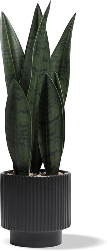 Artificial Plants Sansevieria Snake Plant with Black Ceramic Pot Desk 
