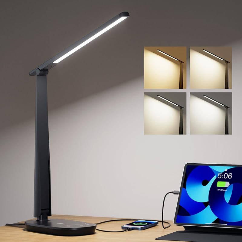 Honeywell LED Desk Lamp with Adjustable Head, 4 Color Modes and USB Ch