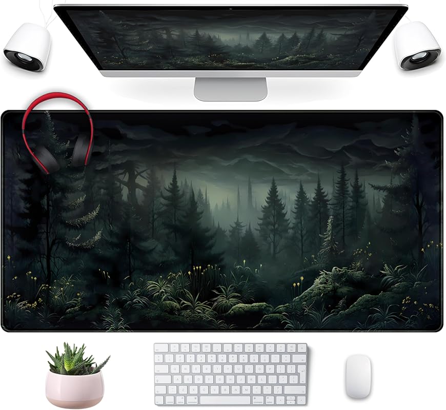 Gothic Dark Gloomy Forest Extended Gaming Mouse Pad