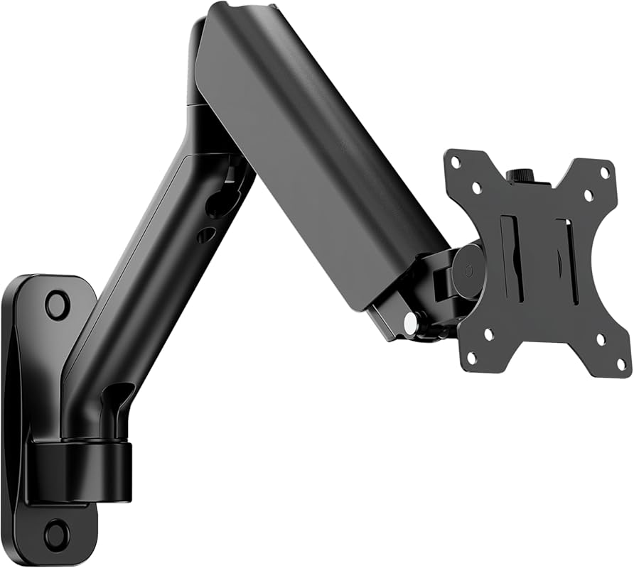 monTEK single-arm wall mount for 17-32 inch flat/curved displays, full