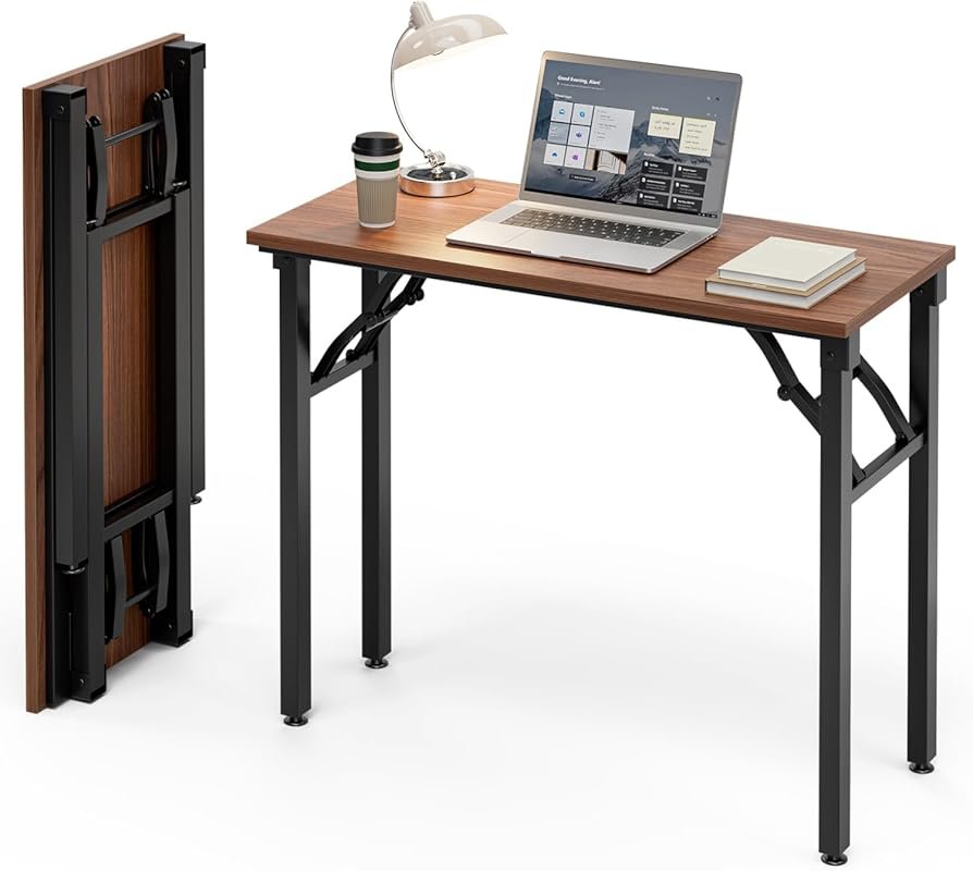 Frylr 35.8 Inch Portable Folding Computer Desk for Small Spaces and Cr