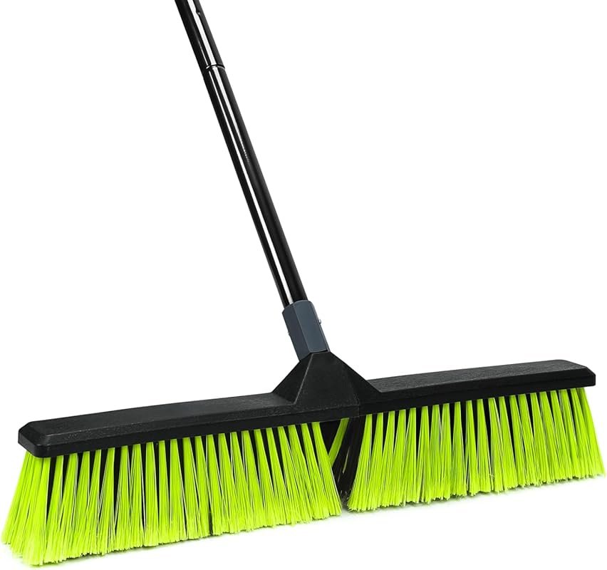 24-Inch Outdoor Push Broom Scrub Brush with Stiff Bristles and 63-Inch