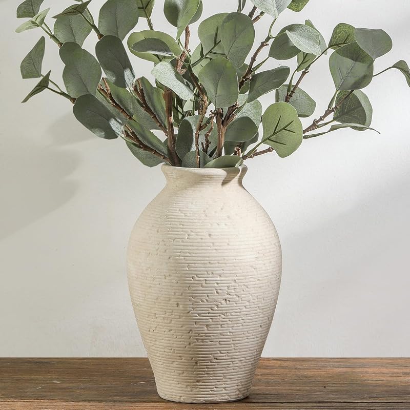 Ceramic Flower Vase Home Decor - Large Farmhouse Table Vases Rustic Vi