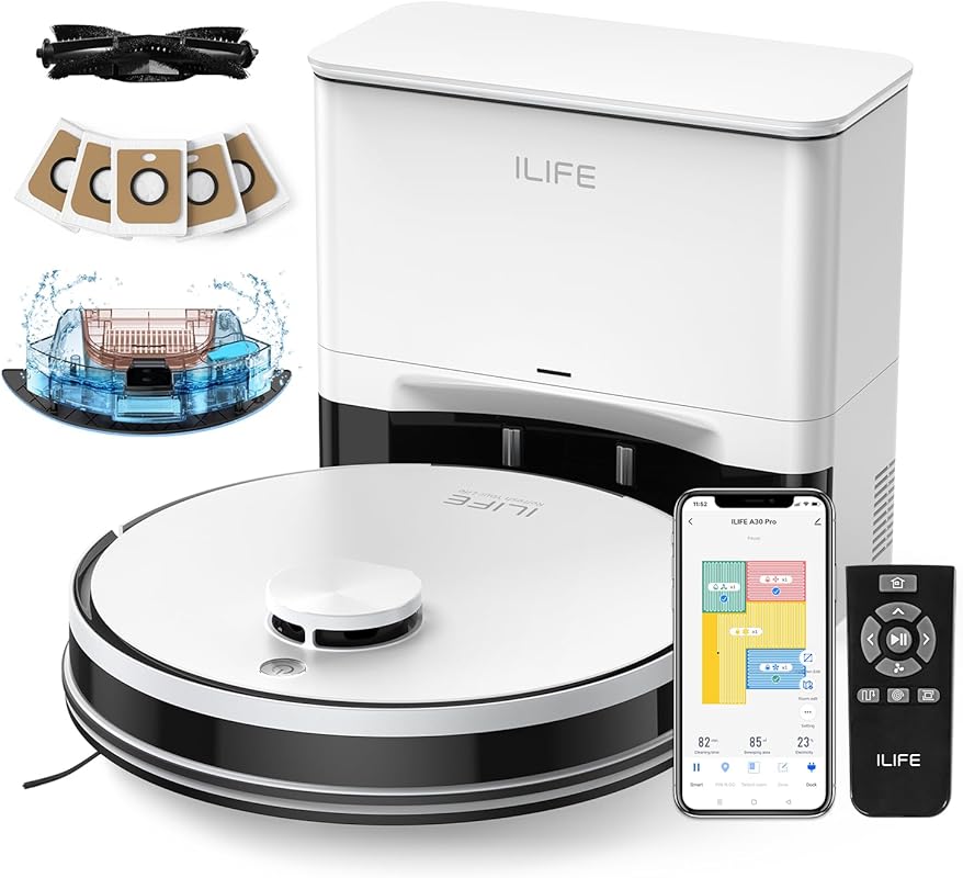 ILIFE A30 Pro Self-Emptying Robot Vacuum and Mop with 5000Pa Suction f