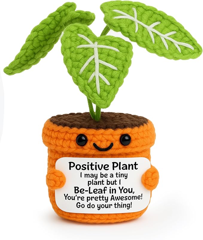 Crochet Positive Plant Inspirational Gifts for Women Coworker Plant Lo