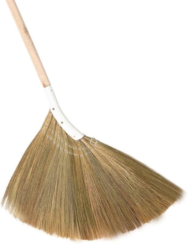 Natural Grass Broom with Long Handle, Indoor Broomstick for House, Gar