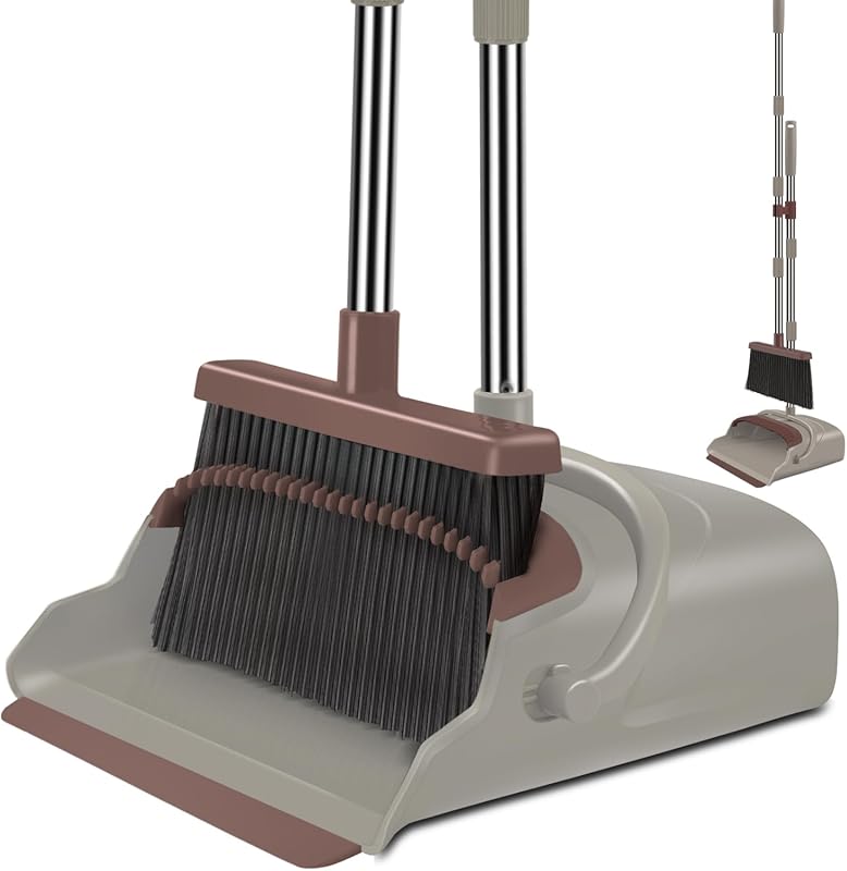 Kelamayi Self-Cleaning Upright Broom and Dustpan Set, Best Long-Handle