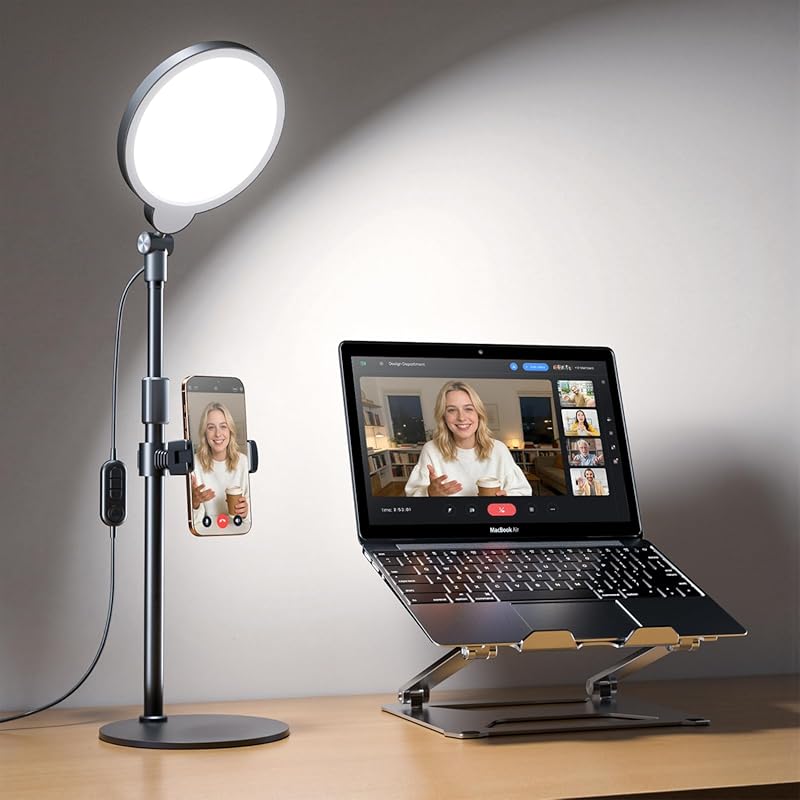 Dimmable Ring Light with Stand for Adjustable Lighting during Video Re