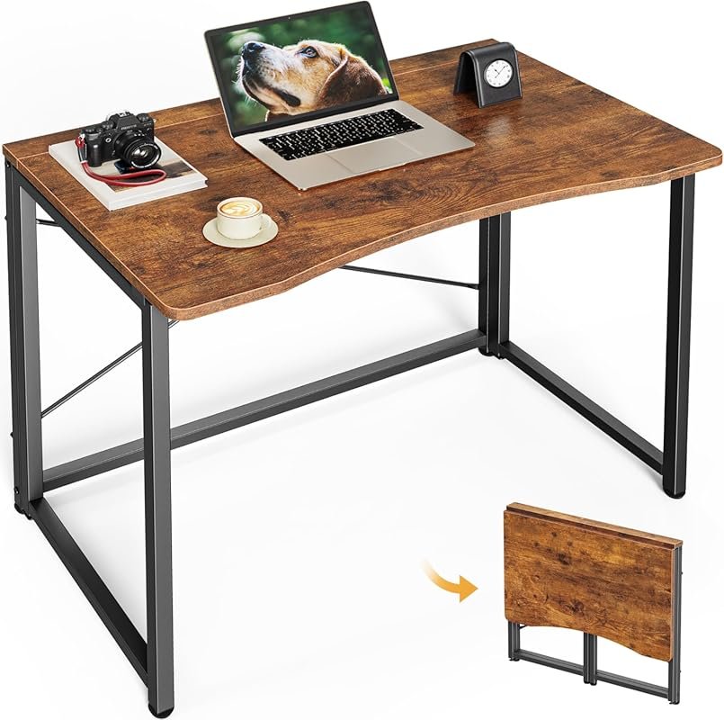 Huuger 31.5 Inch Folding Desk – Space-Saving Computer Table for Home O