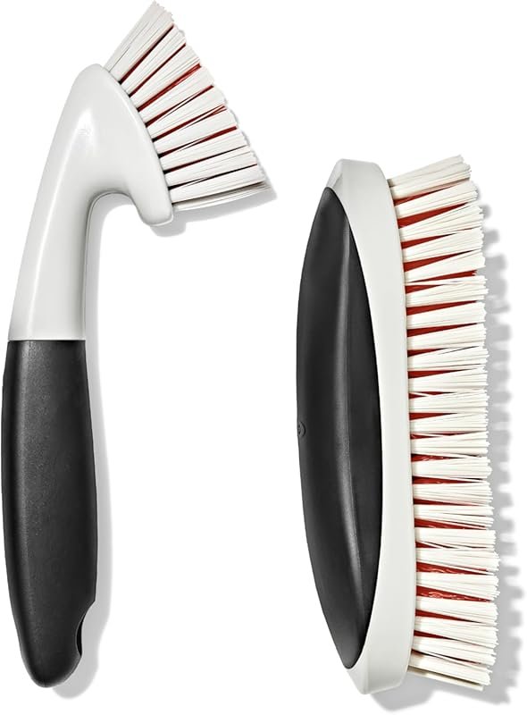 OXO Good Grips Durable Grout and Heavy-Duty Scrub Brush Set for Tile, 